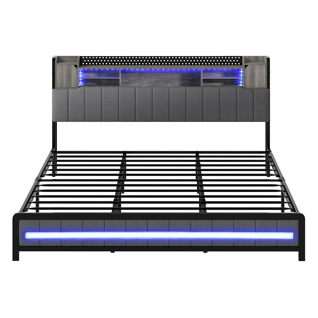 Levede King Bed Frame with Storage Headboard RGB LED-2011971105136447489