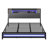 Levede King Bed Frame with Storage Headboard RGB LED