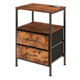 Levede LED Bedside Table with 2 Drawers Power Outlets-2018816812560551937