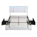 Levede King Bed Frame Leather Headboard RGB 2 Drawers-2006732796147666945