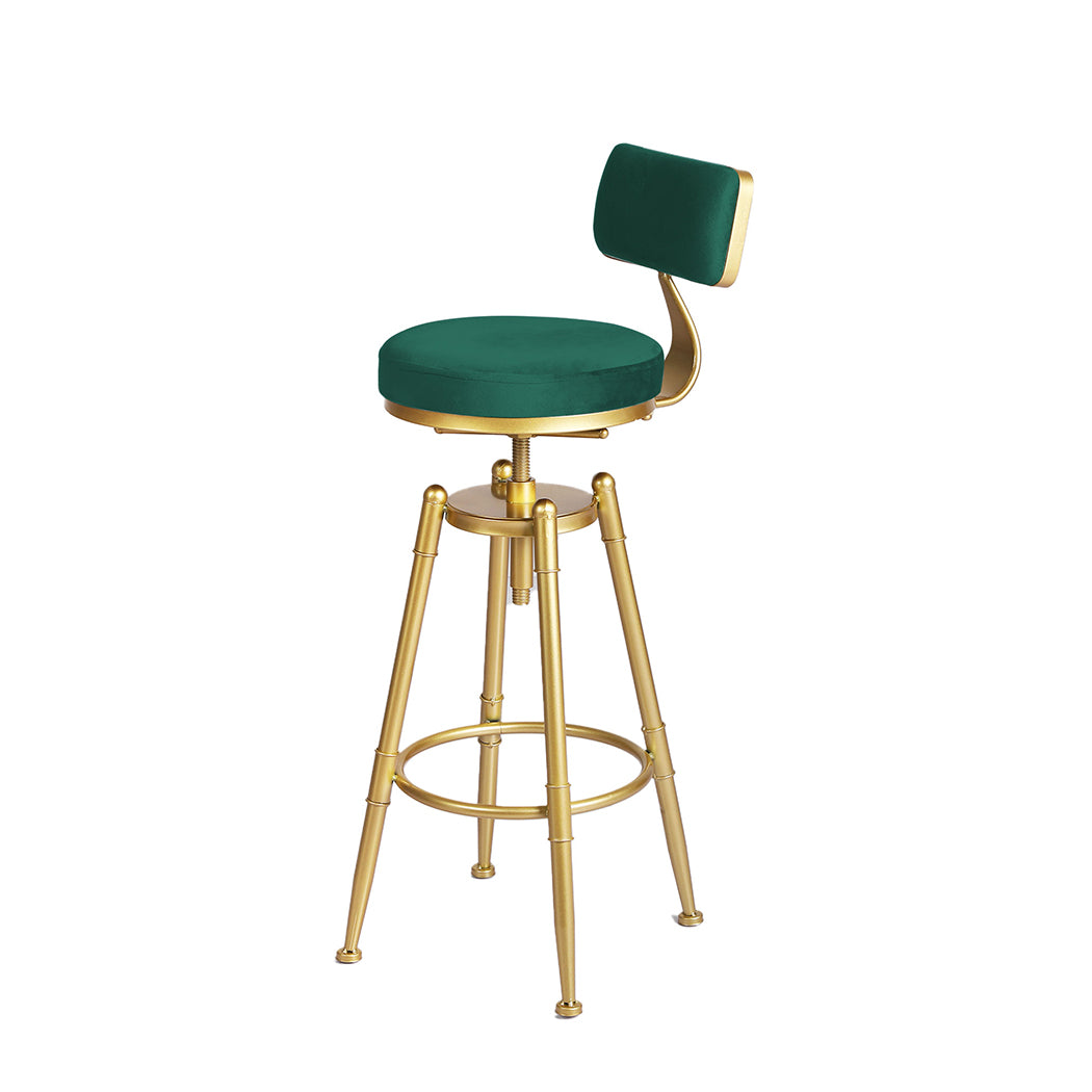 Levede 1x Bar Stools Velvet Kitchen Green-2018816867321384961