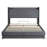 Levede Double Bed Frame Gas Lift LED Light