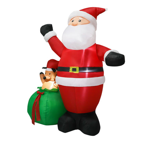 Santaco Christmas Inflatable Outdoor Santa Claus Elk 2.2M Xmas Decoration Light-1952534168298721281