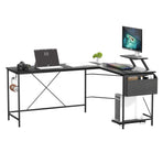 Levede Computer Desk Corner Desk Black-2006732838304616449