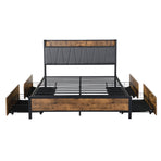 Levede Queen Bed Frame Soft Storage Drawers Headboard USB Charge-2006733226512617473