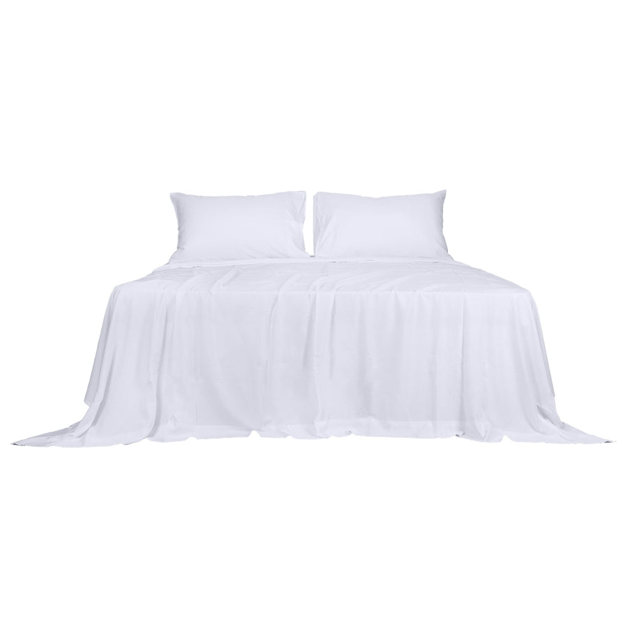 Dreamz 4pcs King Size 100% Bamboo Bed Sheet Set in White Colour-2006733221001302017