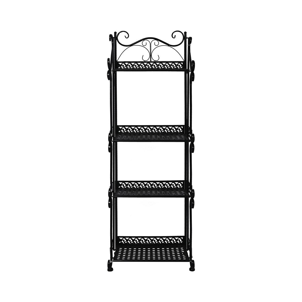 Levede Plant Stand 4 Tiers Outdoor Indoor Black-2006732932802285569