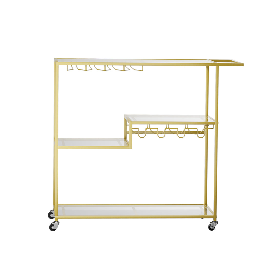 Levede Bar Cart Gold Drinks Serving Trolley 4 Tier-2018816858119081985