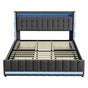 Levede King Bed Frame Fabric Storage Drawer LED USB