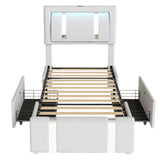 Levede Single Bed Frame Leather Headboard RGB 2 Drawers-2006732796336410625
