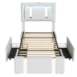 Levede Single Bed Frame Leather Headboard RGB 2 Drawers