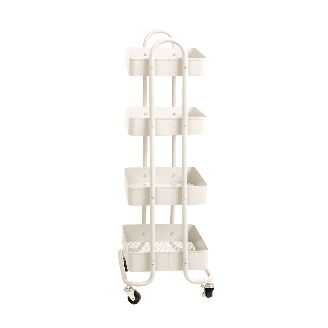 Levede 4 Tiers Kitchen Trolley Cart White-2006733175648292865
