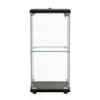 Stacked Display Cabinet Collection Storage Tempered Glass 2 Tier With Lock Black-2018816906798174209