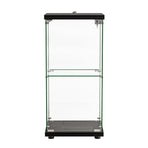 Stacked Display Cabinet Collection Storage Tempered Glass 2 Tier With Lock Black-2018816906798174209