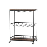 Levede Wooden Bar Cart Drinks Trolley 3 Tire