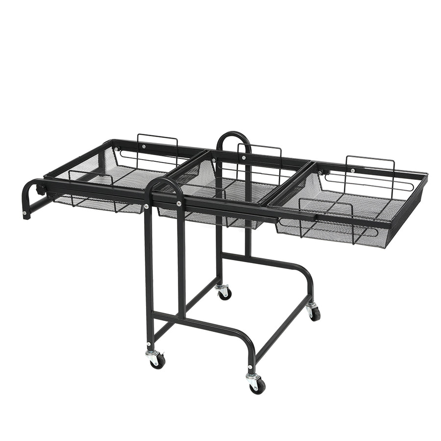 Levede 3 Tier Kitchen Trolley Cart Swivel Black Colour-2018816800040554497