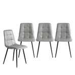 Levede 4x Dining Chairs Kitchen Chair Grey Faux Leather-2006733265016328193