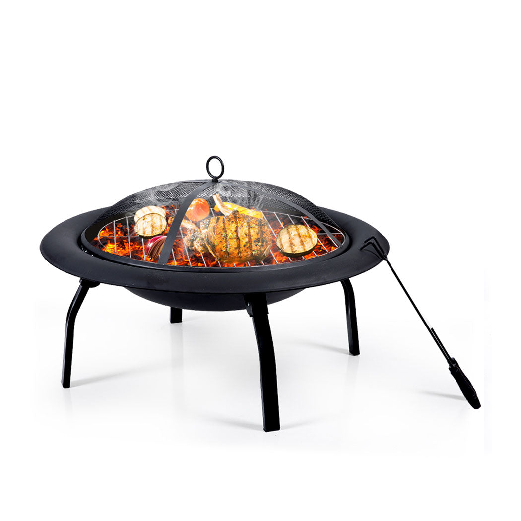 30" Portable Outdoor Fire Pit BBQ Grill Large-2018816837952868353