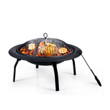 30" Portable Outdoor Fire Pit BBQ Grill Large-2018816837952868353