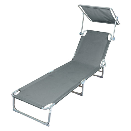 Levede Foldable Lounge Chairs with Canopy Grey-1954802422945812481