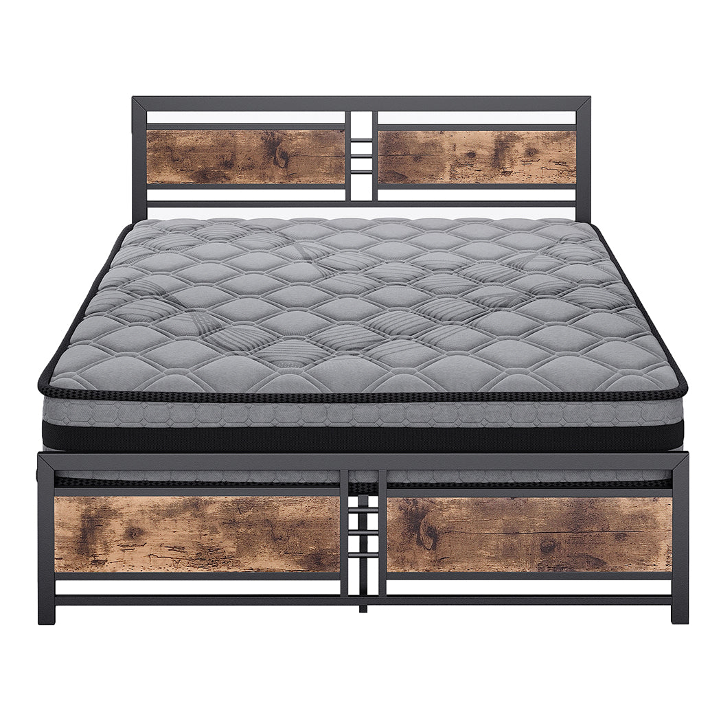 Metal Bed Frame Mattress Base Set Wood Queen-1954802936362176513