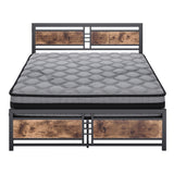Metal Bed Frame Mattress Base Set Wood Queen