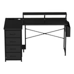 Levede L Shaped Gaming Desk with Storage Drawers Black-2006733412379004929