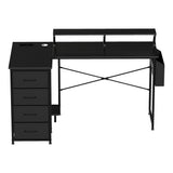 Levede L Shaped Gaming Desk with Storage Drawers Black