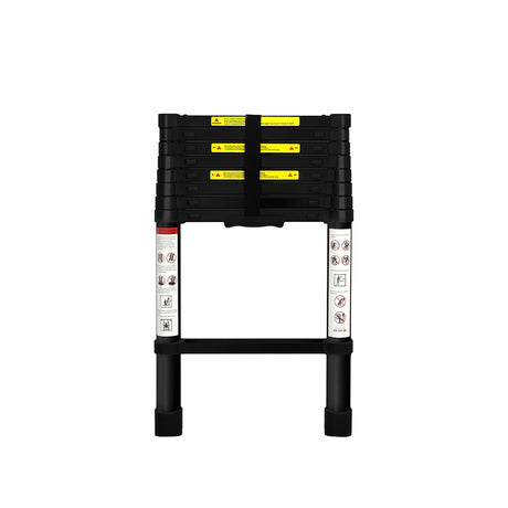 Traderight Multipurpose Aluminium Ladder Telescopic 2.6M Black 2.6 Meter-2006733178764660737