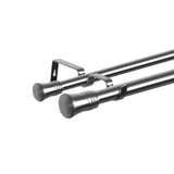 Marlow Silver Double Curtain Rod Steel Pole Pommel Set Extendable Adjustable-2018816758948958209