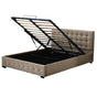 Levede Fabric Bed Frame Double Gas Lift Double Beige