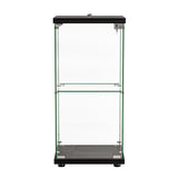 Stacked Display Cabinet Collection Storage Tempered Glass 2 Tier With Lock Black