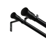Marlow Black Double Curtain Rod Steel Pole Pommel Set Extendable Adjustable-2018816770139361281