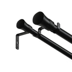 Marlow Black Double Curtain Rod Steel Pole Pommel Set Extendable Adjustable-2018816770139361281