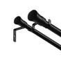 Marlow Black Double Curtain Rod Steel Pole Pommel Set Extendable Adjustable