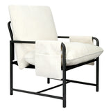 Levede Metal Framed Lounge Chair Corduroy in Beige-2018816855703162881