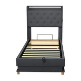 Levede Single Bed Frame Gas Lift Storage LED Light USB