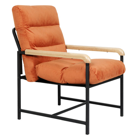 Levede Metal Framed Lounge Chair Velvet in Orange-2018816865723355137