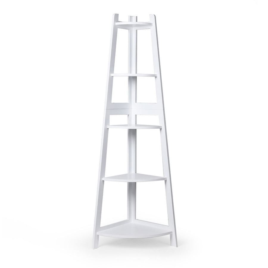 Levede 5 Tier Corner Shelf Wooden Storage White-2018816791236710401