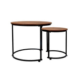 Levede Round Nesting Table Coffee Table Wood Side Table