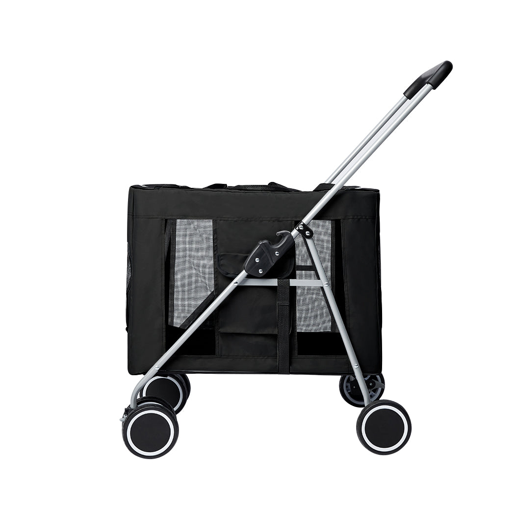 PaWz Pet Stroller Dog Cat Cage Carrier Black-2006733132585373697