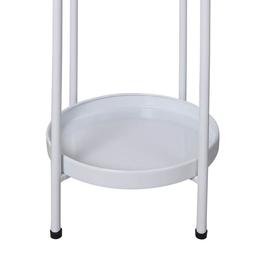 Levede 2 Tiers Plant Stand Metal Flower White Medium-2006732931460108289