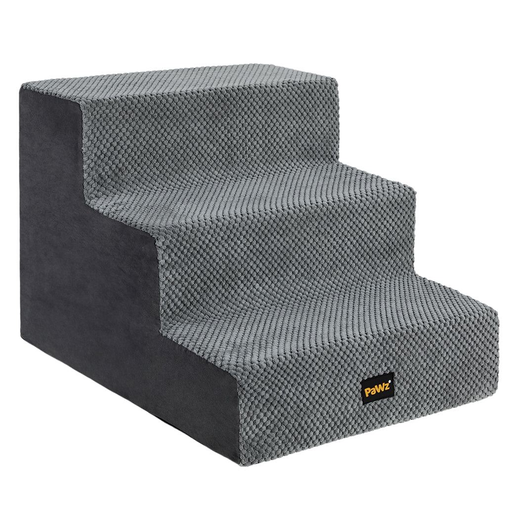 Pawz 3 Steps Pet Stairs Dog Ramp High Density Foam Grey-2006733392930017281