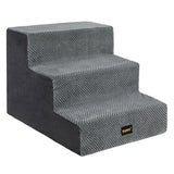 Pawz 3 Steps Pet Stairs Dog Ramp High Density Foam Grey-2006733392930017281