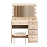 Levede Dressing Table Stool Set Oak-2018816863806558209