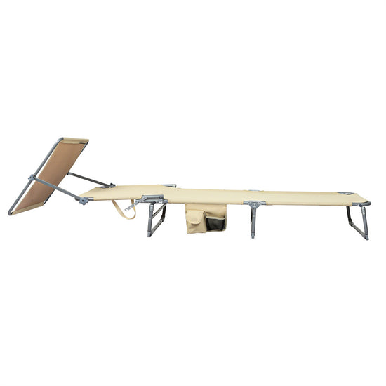 Levede Foldable Lounge Chairs with Canopy Khaki-2006732877097734145