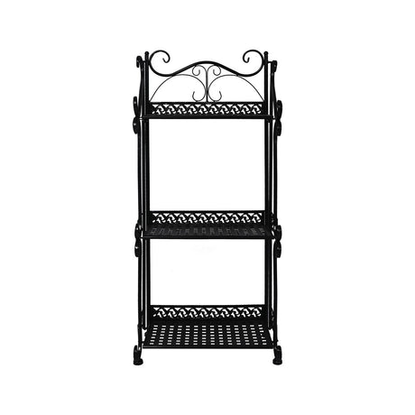 Levede Plant Stand 3 Tiers Outdoor Indoor Black-1954802667826057217