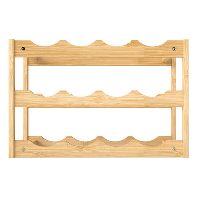 Toque Natural Bamboo Wine Rack 12 Bottles Organizer