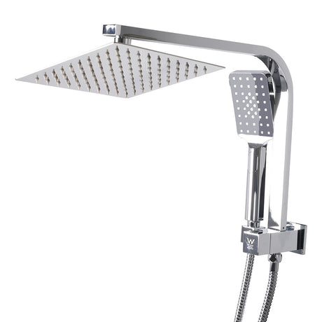 High Pressure Shower Head Set Rain Square Silver-2006733185240666113