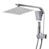 High Pressure Shower Head Set Rain Square Silver